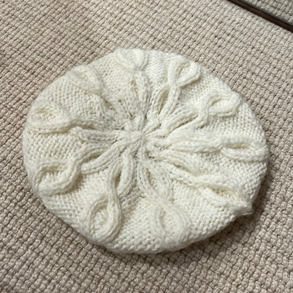 Winter Knit Beret - Cream